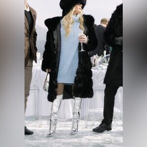 Metallic Chrome Stiletto Knee High Fashion Boots with Side Zipper